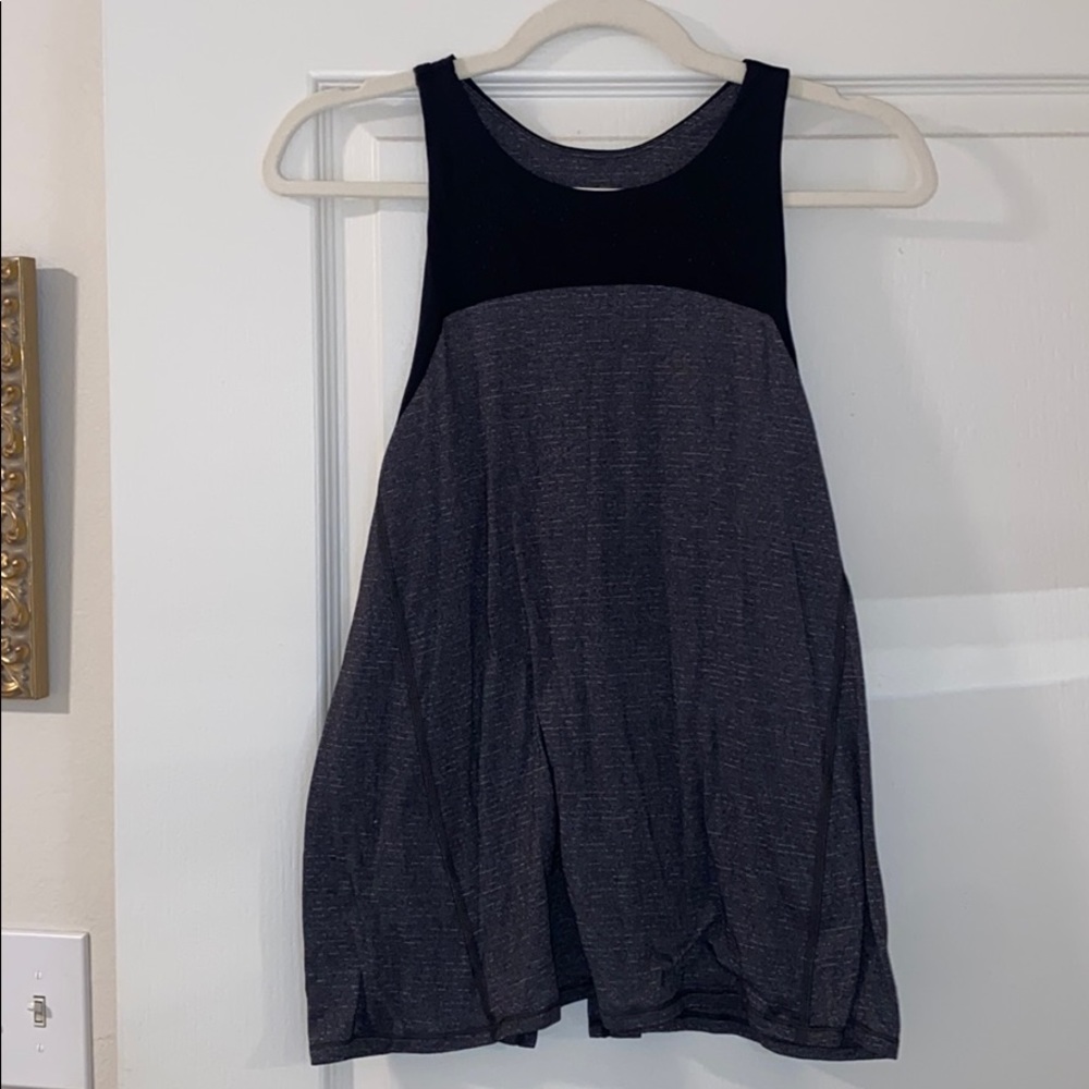 High-neck Open-back Black Lululemon workout tank